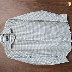 Banana Republic Size S Blue Green White Plaid Slim Fit Button Down Shirt